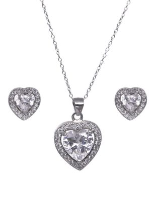 Conjunto collar corazones, y aretes