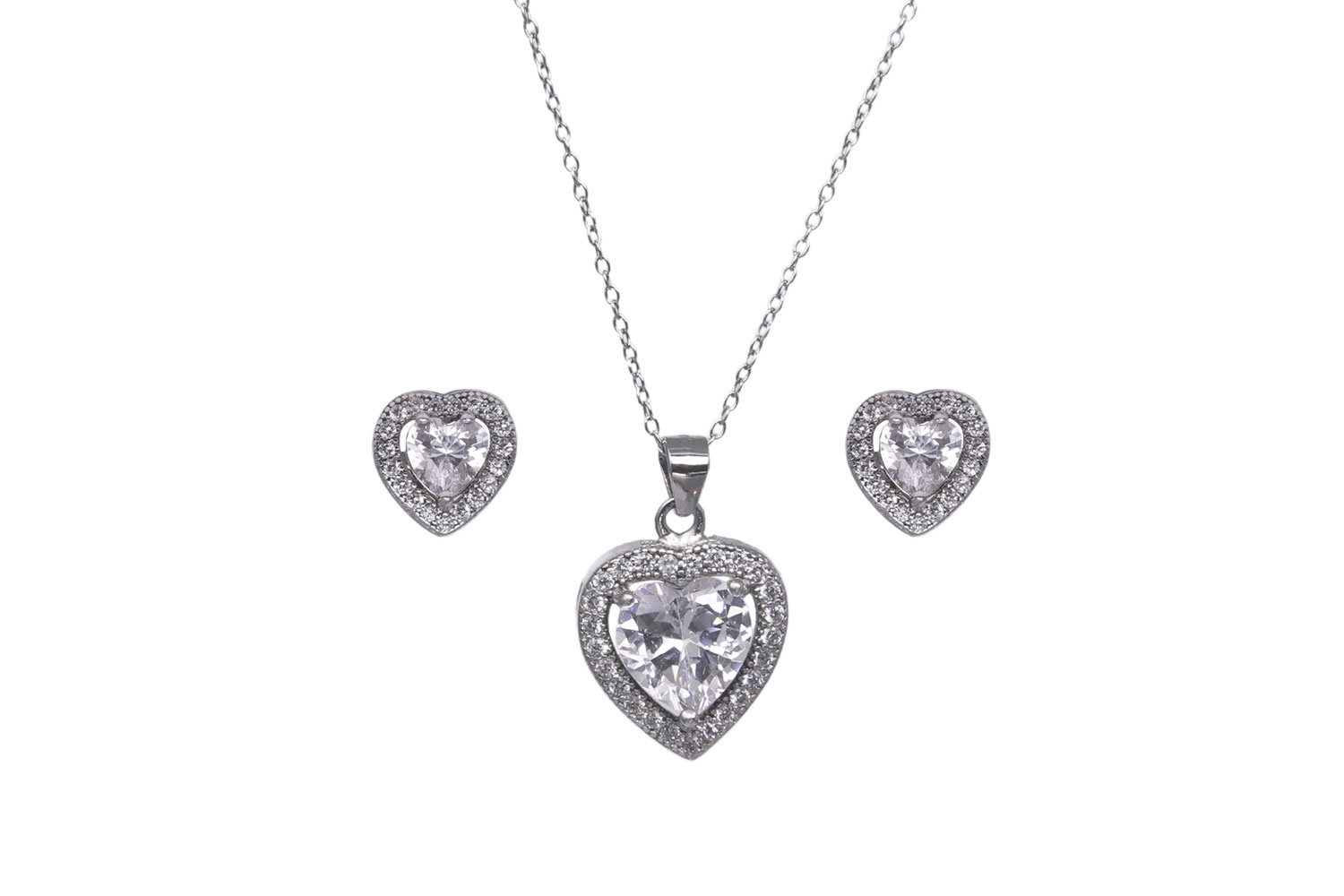 Conjunto collar corazones, y aretes