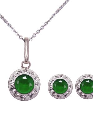 Conjunto aretes talla redonda verde