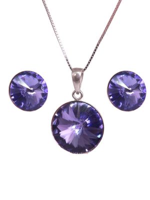 Conjunto aretes talla redonda violeta