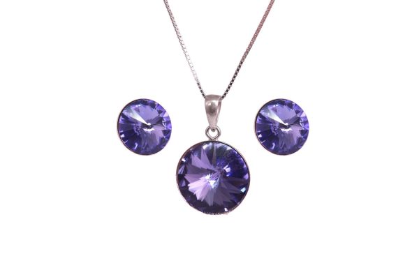 Conjunto aretes talla redonda violeta
