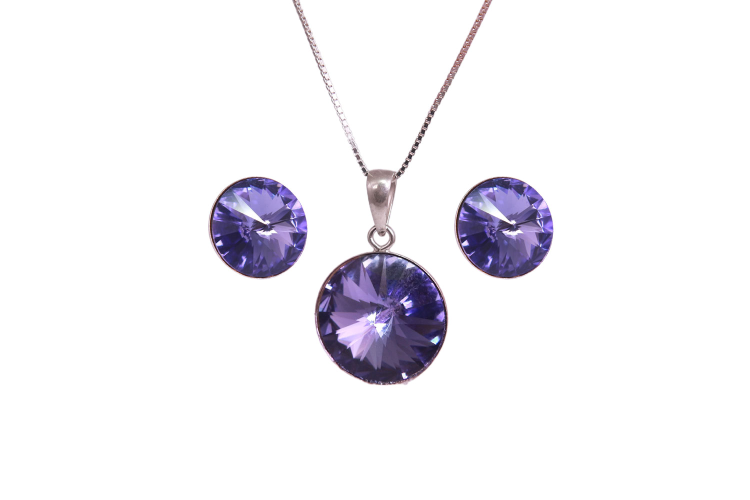 Conjunto aretes talla redonda violeta