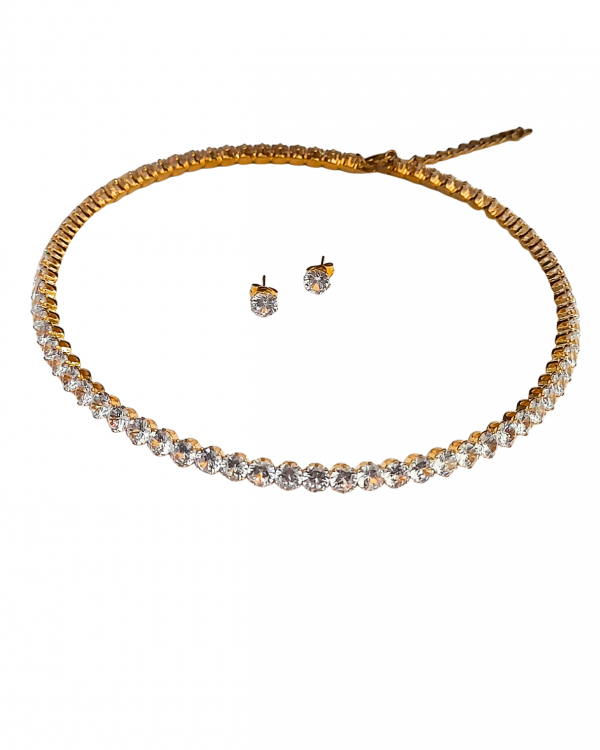 22 Gargantilla con aretes de cristales